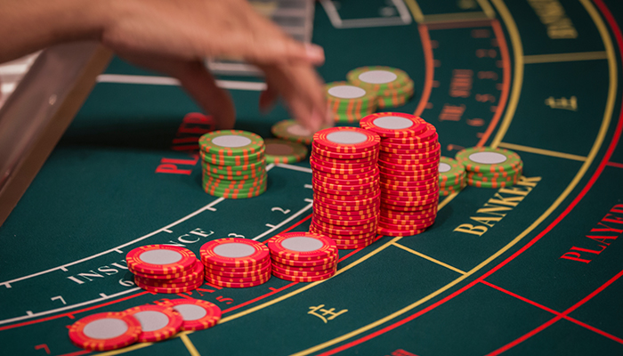 Baccarat table at a physical casino