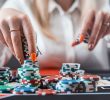 A woman playing poker