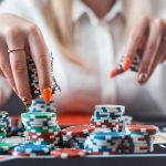 A woman playing poker