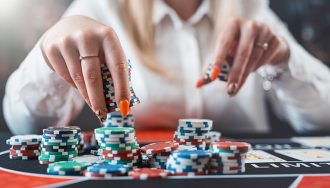 A woman playing poker