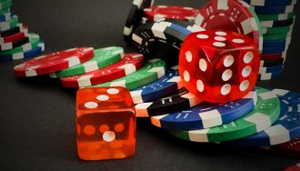 Dice and casino chips