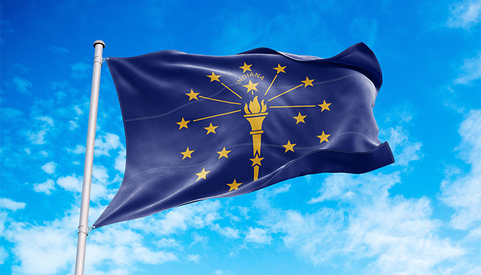 Indiana flag waving in the wind